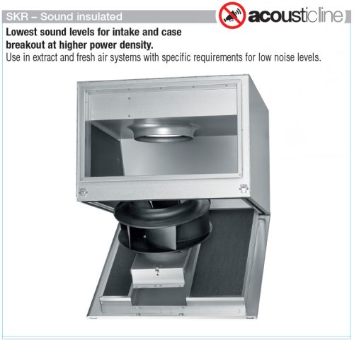 HELIOS SKRD 450/4/70/40: Hangcsillapított radiális csatornaventilátor, ~3 fázis, 400V, thermokontakt kivezetéssel