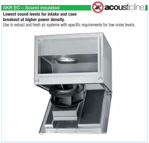 HELIOS SKRD EC 500/80/50 A: Hangcsillapított radiális csatornaventilátor, EC-kivitel, ~3, 400V