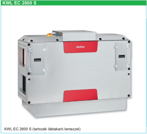 HELIOS KWL EC 2600 S PRO: Hővisszanyerős központi szellőző, kezelőelemmel, EC motor, álló kivitel, Bypass, ~3 fázis, 400V