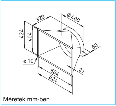 HELIOS KWL-ÜS 1800 S: Átmeneti idom KWL EC 1800 S-hez, NÁ400