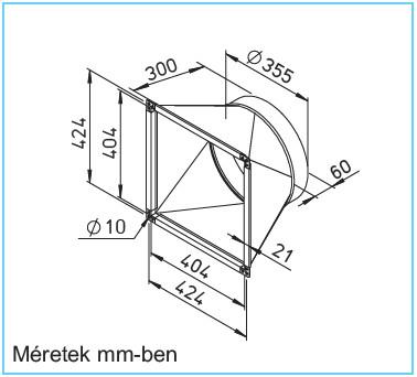 HELIOS KWL-ÜS 1200 S: Átmeneti idom KWL EC 1200 S-hez, NÁ355