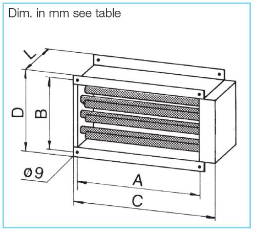 HELIOS EHR-K 8/50/25-30: Villamos fűtőelem, 8 kW, ~3, 400V