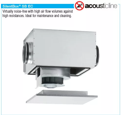HELIOS SB EC 125 B: SilentBox hangcsillapított radiálventilátor, EC-kivitel, ~1, 230V