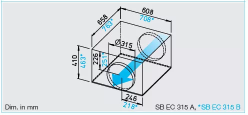 HELIOS SB EC 315 B: SilentBox hangcsillapított radiálventilátor, EC-kivitel, ~1, 230V