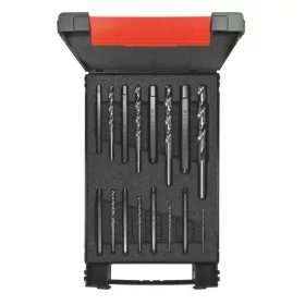   Csavarkihajtó készlet, 16 darabos, csigafúrókkal, fémkazettában