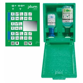 Vészhelyzeti szemállomás fali tartóban