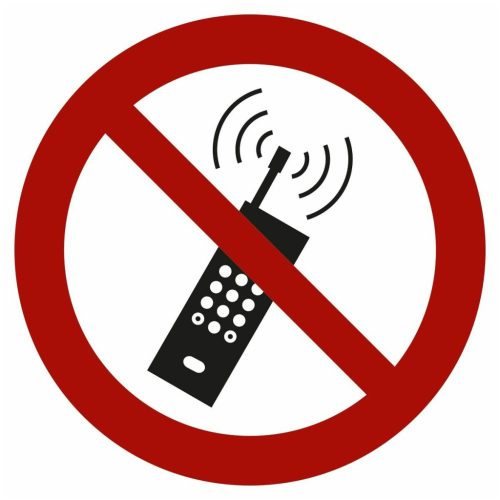Tiltó jelzés A bekapcsolt mobiltelefon tilos 01200