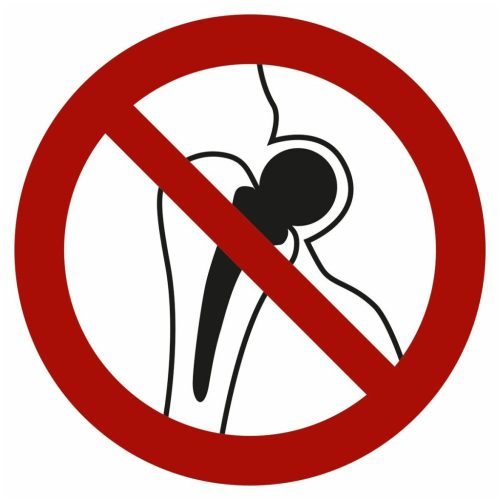 Tiltó jelzés Fém implantátumokkal tilos 02200