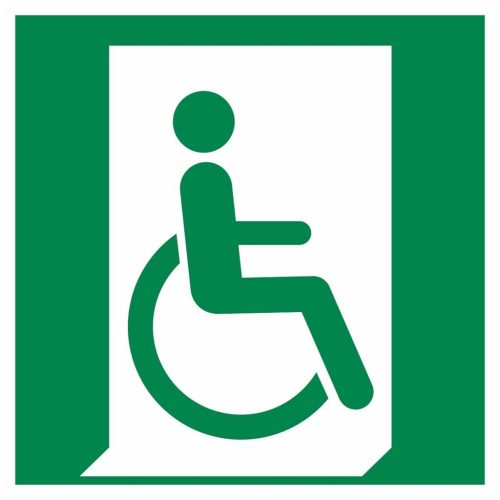 Mentési jelzés Vészkijárat nem járóképes vagy járásukban korlátozott személyeknek (jobbra) 12200