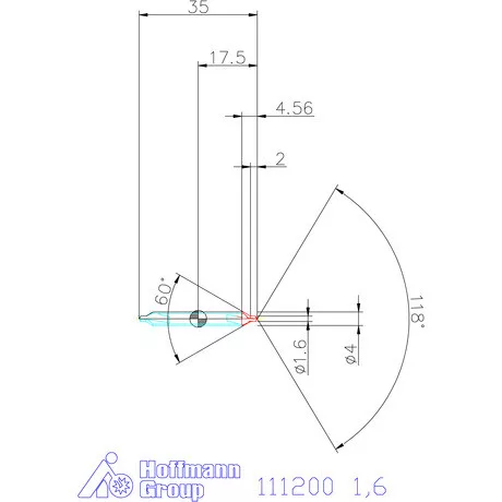 Garant Központfúró HSS-E A, lapolt felülettel 1,6 mm