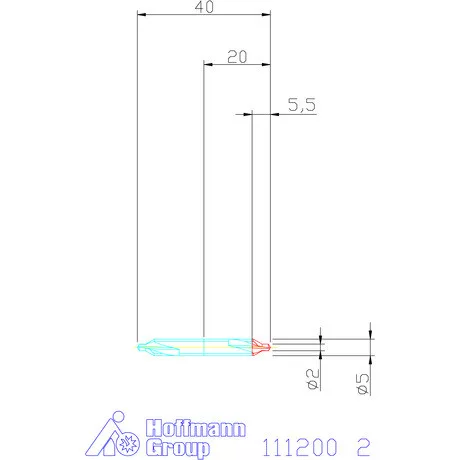 Garant Központfúró HSS-E A, lapolt felülettel 2 mm