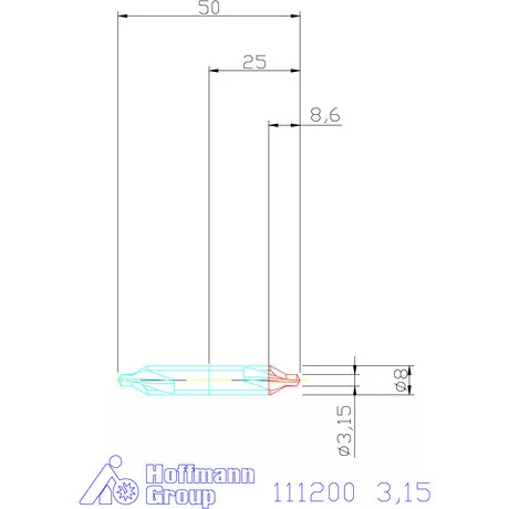 Garant Központfúró HSS-E A, lapolt felülettel 3,15 mm