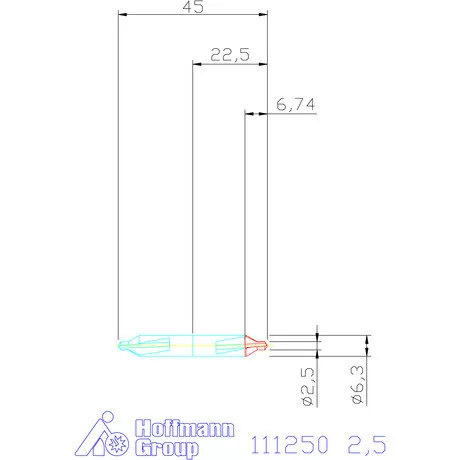 Garant Központfúró HSS A, balos 2,5 mm