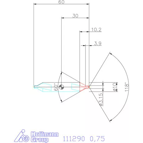 Garant Központfúró HSS hosszú A 0,75 mm