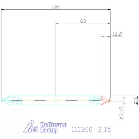 Garant Központfúró HSS-E, extra hosszú A 3,15 mm