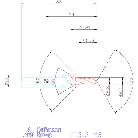 Garant Központfúró HSS A, felülettel M8