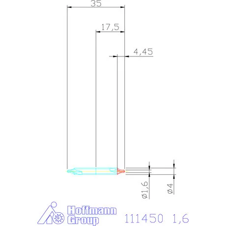 Garant Központfúró HSS-E R, felülettel 1,6 mm