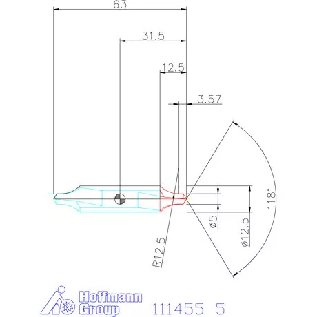 Garant Központfúró HSS-E R, felülettel 5 mm