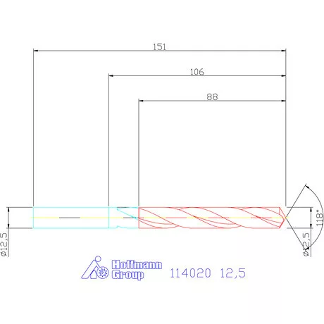 Holex Csigafúró HSS precíziósan hengerelt N 12,5 mm