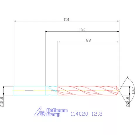 Holex Csigafúró HSS precíziósan hengerelt N 12,8 mm