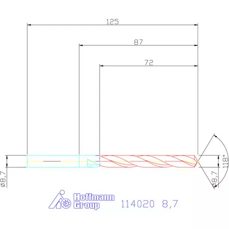 Holex Csigafúró HSS precíziósan hengerelt N 8,7 mm