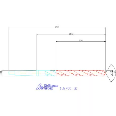 Garant Csigafúró, hosszú HSS N 12 mm