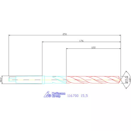 Garant Csigafúró, hosszú HSS N 15,5 mm