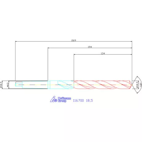 Garant Csigafúró, hosszú HSS N 18,5 mm