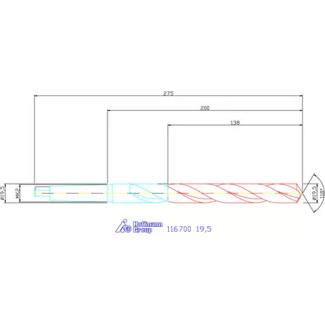 Garant Csigafúró, hosszú HSS N 19,5 mm