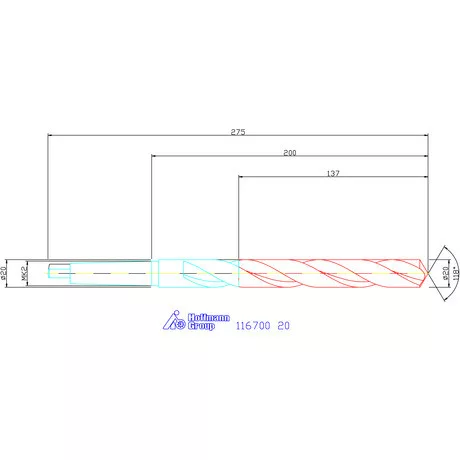 Garant Csigafúró, hosszú HSS N 20 mm