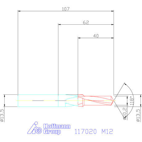 Garant Rövid lépcsős magfurat fúró HSS 90° M12