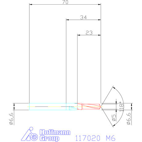 Garant Rövid lépcsős magfurat fúró HSS 90° M6