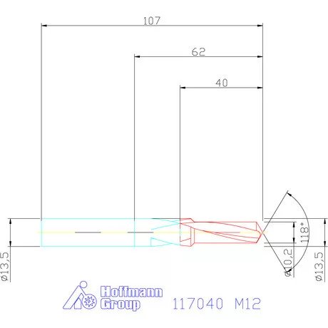 Garant Rövid lépcsős magfurat fúró HSS 90° M12