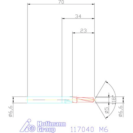Garant Rövid lépcsős magfurat fúró HSS 90° M6