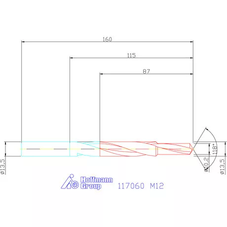 Garant Lépcsős magfurat fúró HSS 90° M12