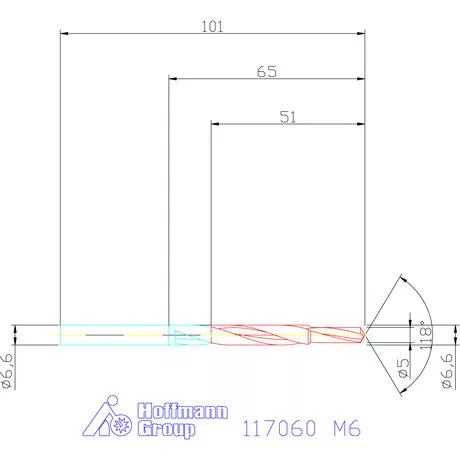 Garant Lépcsős magfurat fúró HSS 90° M6