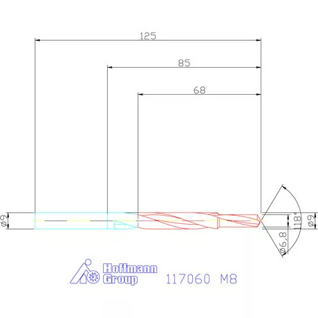 Garant Lépcsős magfurat fúró HSS 90° M8