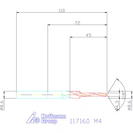 Garant Lépcsős fúró HSS-E hosszú fúrólépcsővel 90° M4