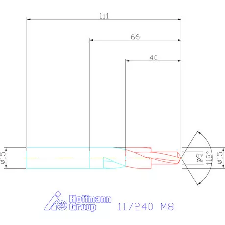 Garant Rövid lépcsős fúró HSS 180° M8