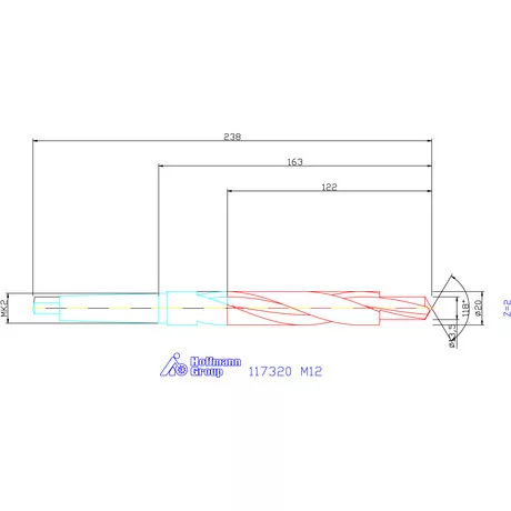 Garant Lépcsős fúró HSS 180° M12