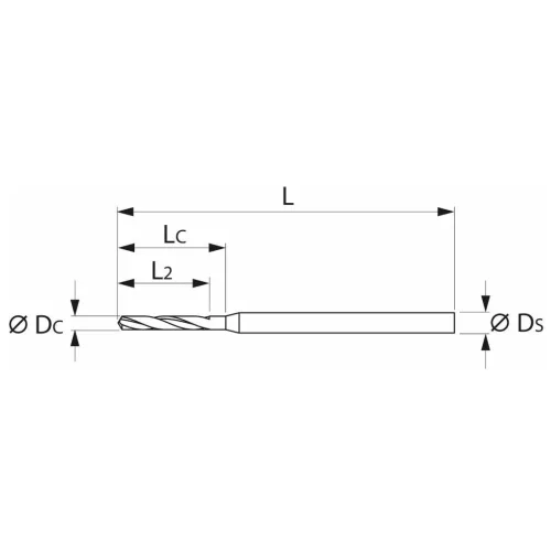 Garant VHM-HPC mikrofúró 2,5 mm