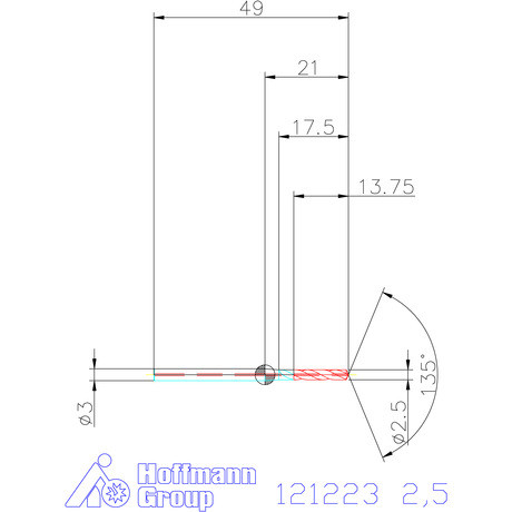 Garant Garant Master Steel MICRO VHM vezetőfúró hengeres szárral DIN 6535 HA 5×D 2,5 mm