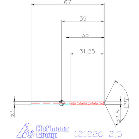 Garant Garant Master Steel MICRO VHM fúró hengeres szárral DIN 6535 HA 12×D 2,5 mm