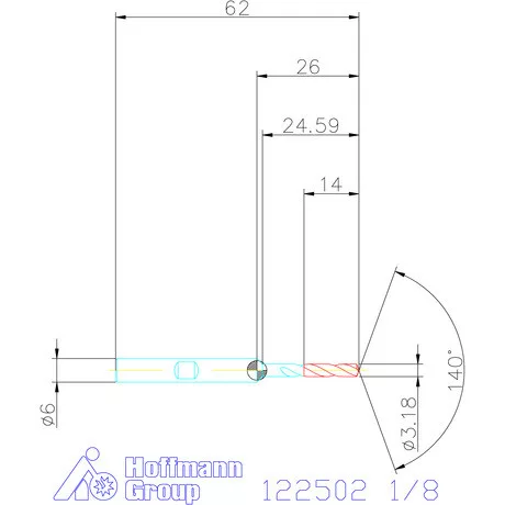 Holex Holex Pro Steel VHM fúró, Weldon DIN 6535 HB 1/8