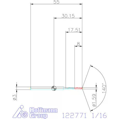 Holex VHM fúró, hengeres szárral DIN 6535 HA 1/16