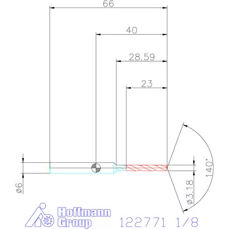 Holex VHM fúró, hengeres szárral DIN 6535 HA 1/8