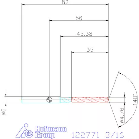 Holex VHM fúró, hengeres szárral DIN 6535 HA 3/16