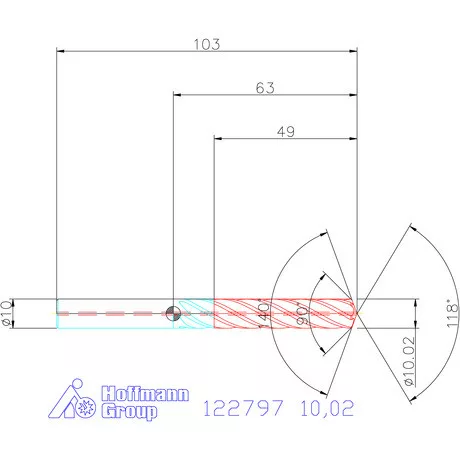 Garant VHM fúró-dörzsár piramis csúccsal DIN 6535 HA 10,02 mm