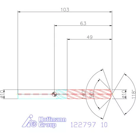 Garant VHM fúró-dörzsár piramis csúccsal DIN 6535 HA 10 mm