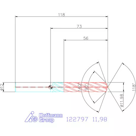 Garant VHM fúró-dörzsár piramis csúccsal DIN 6535 HA 11,98 mm